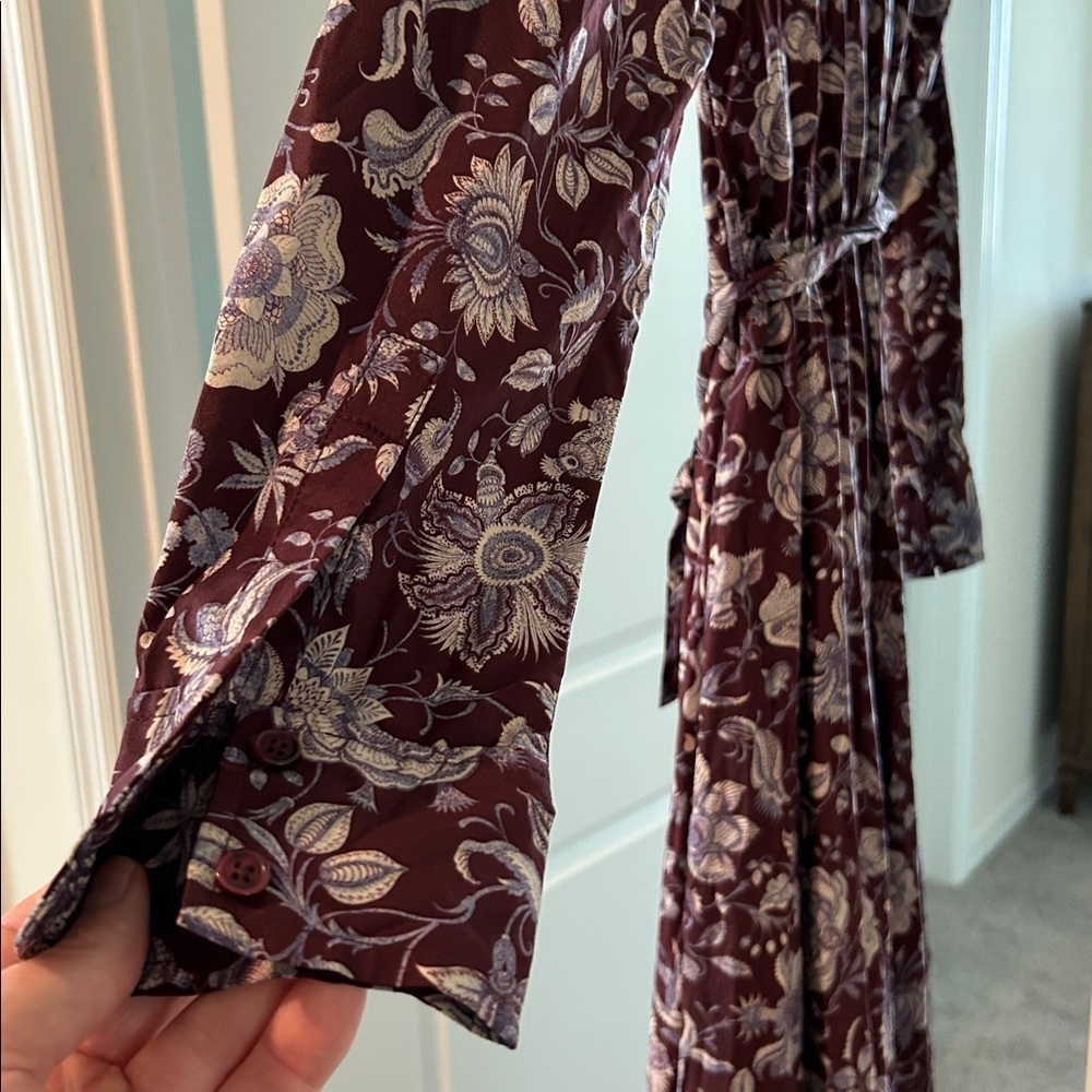 Derek Lam Purple Floral Long Sleeve Dress *torn* - Picture 10 of 14